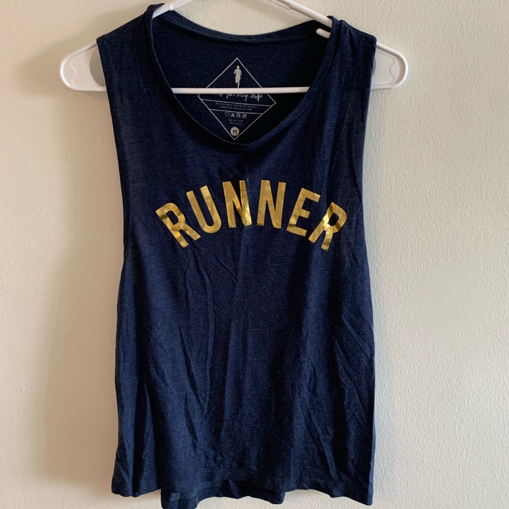 Sarah Marie Design Studio Navy+Gold Runner tank